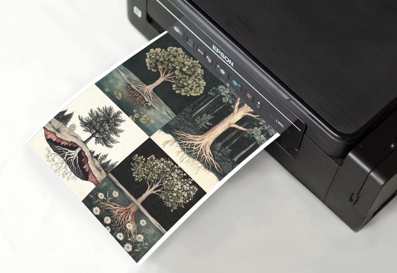 Printmaking Tree Roots Tree With Roots Illustration: Genealogy Art, Nature Jpegs (commercial ...