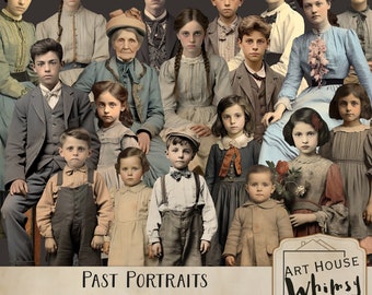 Past Portraits - 20 PNG Elemente, handkolorierte Vintage Menschen, Vintage Clipart, Vintage Charaktere, kommerzielle Nutzung, Junk Journal,
