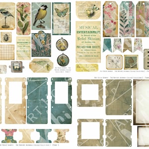 Peut inclure: Une feuille de collage num&eacute;rique avec des images et du texte de style vintage. La feuille pr&eacute;sente des images de papillons, d'oiseaux, de fleurs, d'insectes et d'une affiche de divertissement musical. La feuille est con&ccedil;ue pour le scrapbooking, la fabrication de cartes et autres travaux manuels en papier.