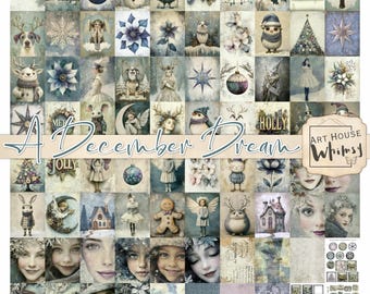 A December Dream:  Winter Christmas Digital Art, December Dream Junk Journal Kit (CU)