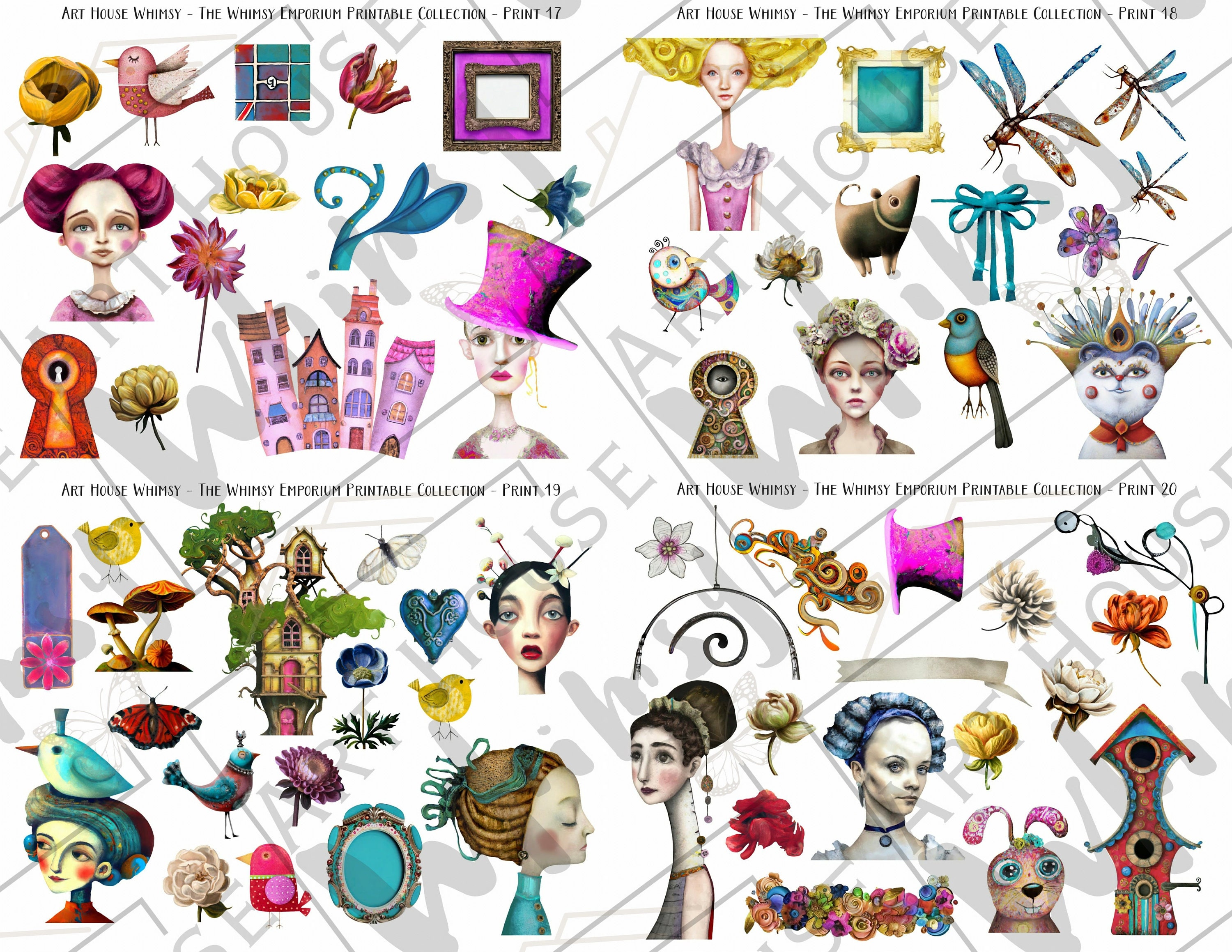 Whimsy Clips Paper Whimsical Clipart & Papers: 92 Printable Art Sheets (commercial Use) - Etsy