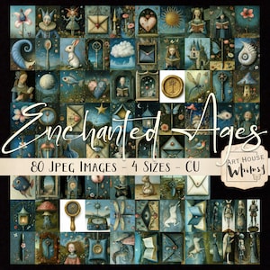 Enchanted Ages - Collezione fantasy medievale surreale e stravagante, 80 design, 4 dimensioni, arte digitale, diario spazzatura, CU