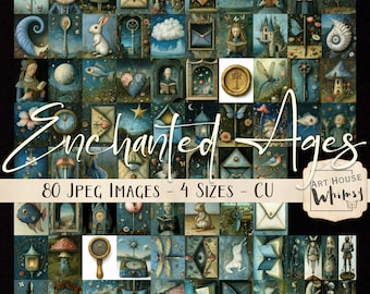 Enchanted Ages -  Whimsical Surreal Medieval Fantasy Collection, 80 Designs, 4 Sizes, Digital Art, Junk Journal, CU