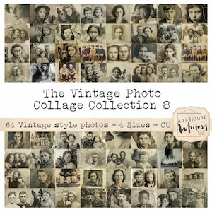 The Vintage Photo Collage Collection 8-64 sepia-afbeeldingen 11 x 8,5", 4 maten, afbeeldingen voor ongewenste tijdschriften, digitale kunst, oude portretfoto's