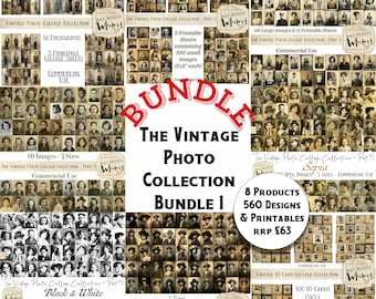 Kolekcja zdjęć Vintage 1 - 560 projektów i materiałów do druku, dzienniki śmieciowe, sztuka cyfrowa, CU