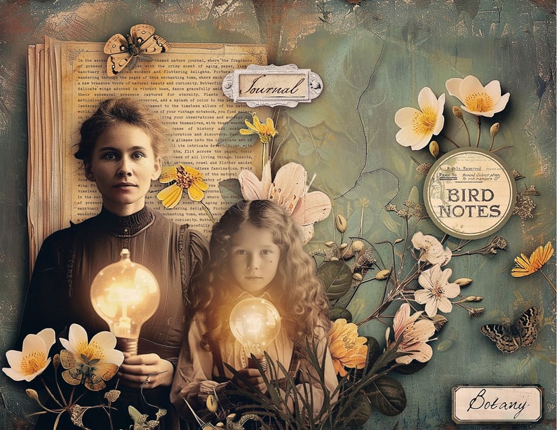Naturjournals Collage Kit: Vintage Ephemera, Fältanteckningar (Digital Nedladdning) bild 6