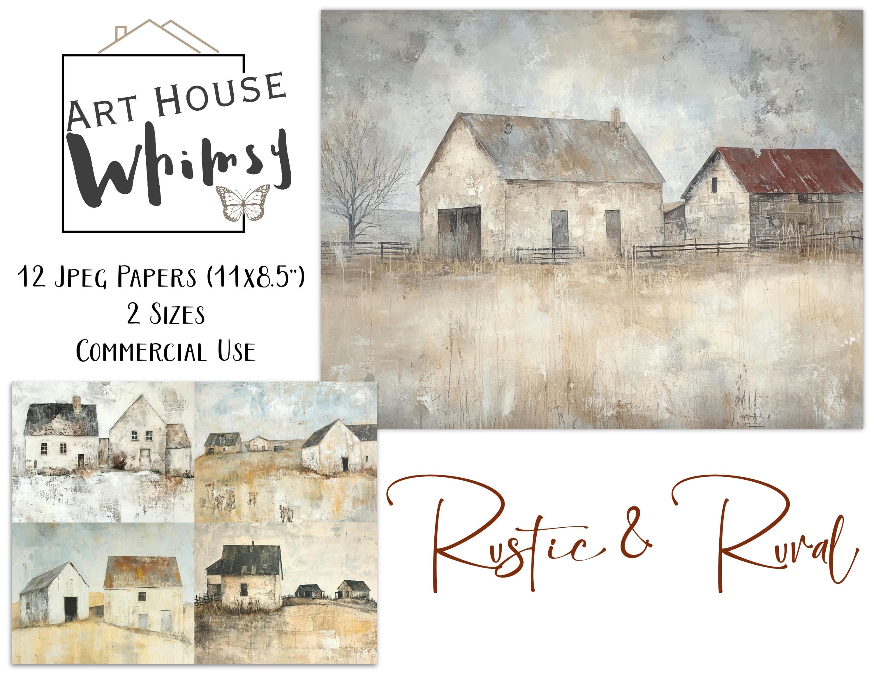 農場風景デジタルペーパー：素朴な田舎のアート（11x8.5インチ