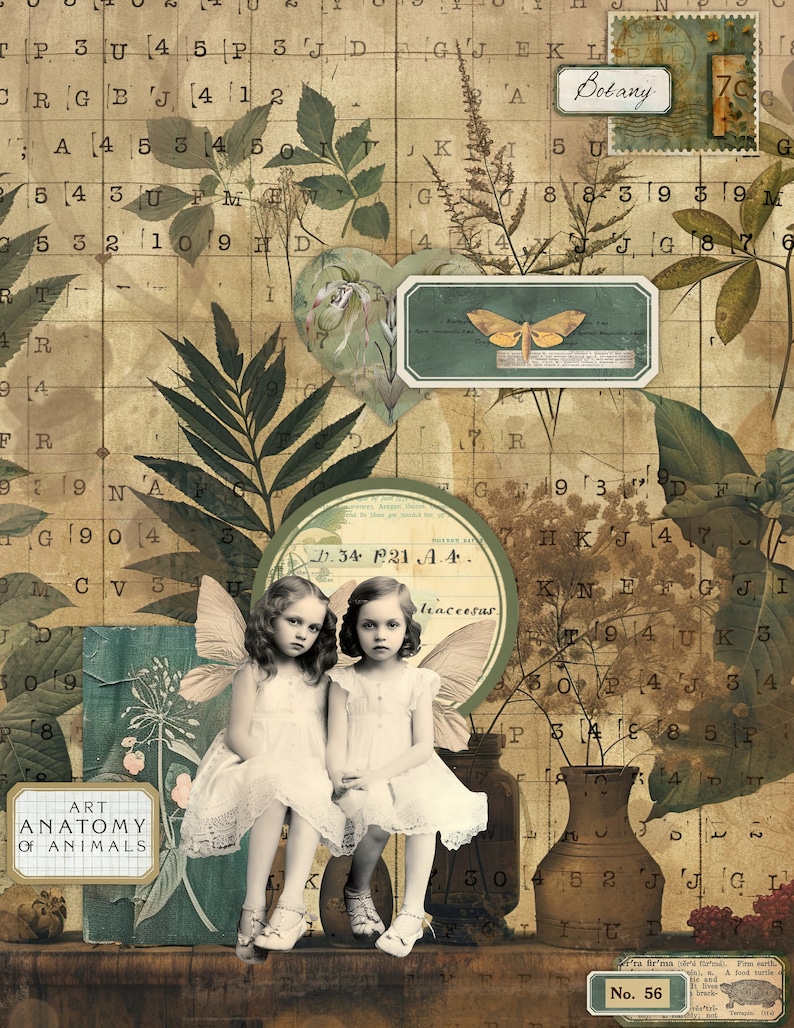 Naturjournals Collage Kit: Vintage Ephemera, Fältanteckningar (Digital Nedladdning) bild 4