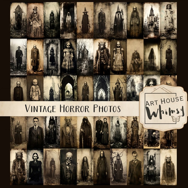 Vintage Horror Fotos - 50 Gothic/Halloween/Horror/Makaber Bilder, alte Horror Grafiken, kommerzielle Nutzung, digitaler Download, Junk Journal
