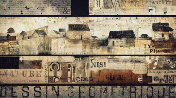 農場風景デジタルペーパー：素朴な田舎のアート（11x8.5インチ