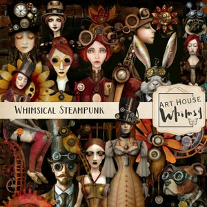 Whimsical Steampunk - Steampunk Characters Gothic Png Clipart Scrapbook Digital Download Commercial Use Graphics Printable