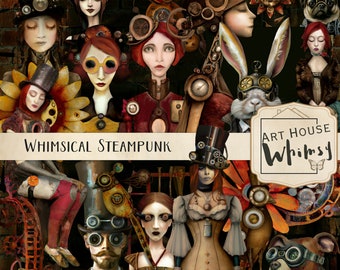Whimsical Steampunk - Steampunk Characters Gothic Png Clipart Scrapbook Digital Download Commercial Use Graphics Printable