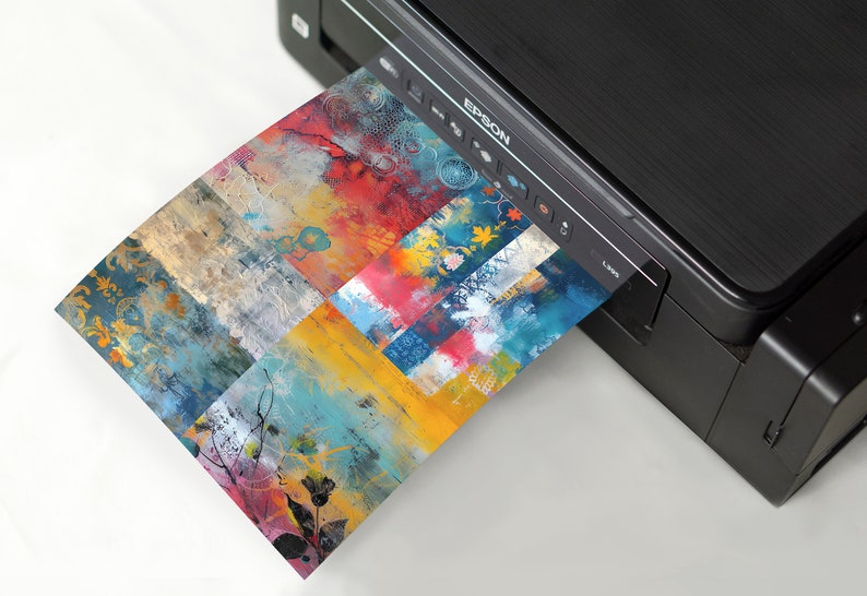 Caos colorato 20 carte/sfondi pittorici su supporti misti 11x8.5, CU, diario spazzatura, arte digitale immagine 3