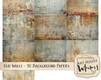 Old Walls - Part1, Commercial Use, Junk Journal, distressed vintage wall backgrounds, Printable Wall Textures, Jpegs, Digital Download