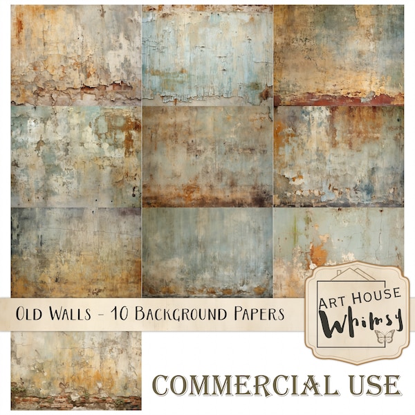 Old Walls - Part1, Commercial Use, Junk Journal, distressed vintage wall backgrounds, Printable Wall Textures, Jpegs, Digital Download