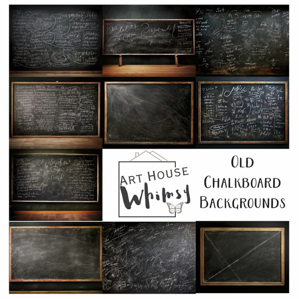 Old Chalkboard Backgrounds - Commercial Use - Junk Journal Printable Papers, Jpeg, Digital Download, Old School Papers