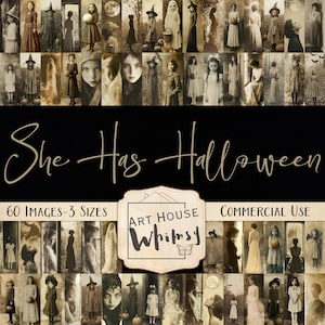 Lei ha Halloween - 60 immagini vintage e carine di Halloween (3 formati), diari spazzatura, arte digitale, vecchie fotografie