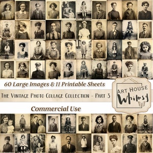 The Vintage Photo Collage Collection-deel 3 - 60 grote afbeeldingen en 11 collagebladen voor junkjournals, digitale kunst, oude portretfoto's en oude portretfoto's