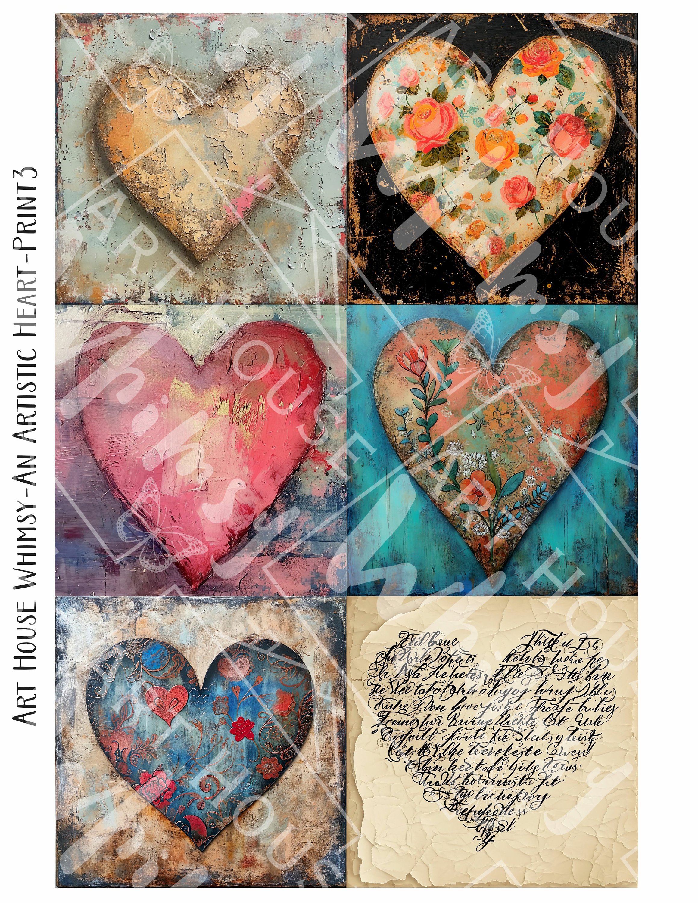 Ein künstlerisches Herz: Malerische Herz Grafik, Mixed Media Art