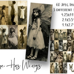 She Has Wings 60 Vintage Fairy Images 3 Sizes & Bonus Wings for junk journals, Digital Art, Old Fairy Photographs image 2