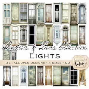 Vintage Windows & Doors Digital Collage: Rustic Junk Journal Art (Digital Download)