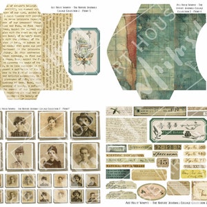 Peut inclure: Une feuille de collage num&eacute;rique avec des images, du texte et des illustrations vintage. La feuille pr&eacute;sente une vari&eacute;t&eacute; d'images, notamment des portraits, des sc&egrave;nes de nature et des cartes. La feuille est con&ccedil;ue pour &ecirc;tre utilis&eacute;e dans le scrapbooking, la fabrication de cartes et d'autres travaux manuels en papier.