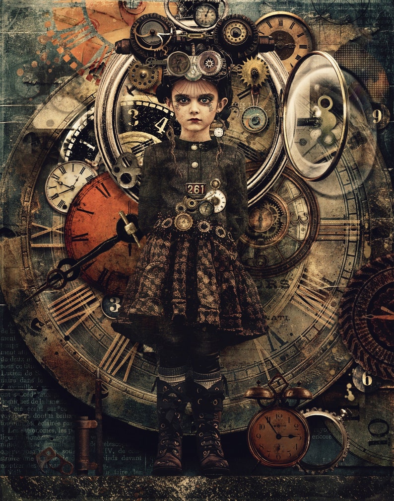 Gear Head Gang, 50 images Steampunk Jpeg grungy 3 tailles et papiers et étiquettes de mots en bonus, CU, fabrication de cartes, journaux indésirables, art numérique image 10