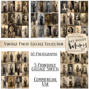 The Vintage Photo Collage Collection-Part 1 - 60 Large Jpeg Images & 5 Collage Sheets for junk journals, Digital Art, People of the 1930's