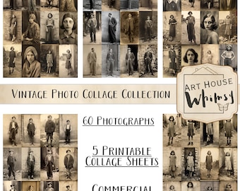 The Vintage Photo Collage Collection 1: 1930er Jahre Vintage Photo Collage Kit, 60 JPEGs, 5 Seiten (digitaler Download)