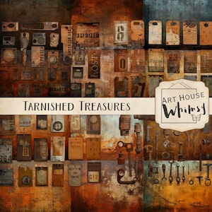 Tarnished Treasures - Rusty Grunge Elements and Papers, Png/Jpeg and Printable Sheets, Commercial Use, Junk Journaling, Steampunk