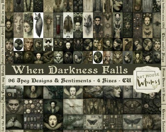 When Darkness Falls:  Gothic Vampire Digital Art, Macabre Junk Journal Pages (Digital Download)