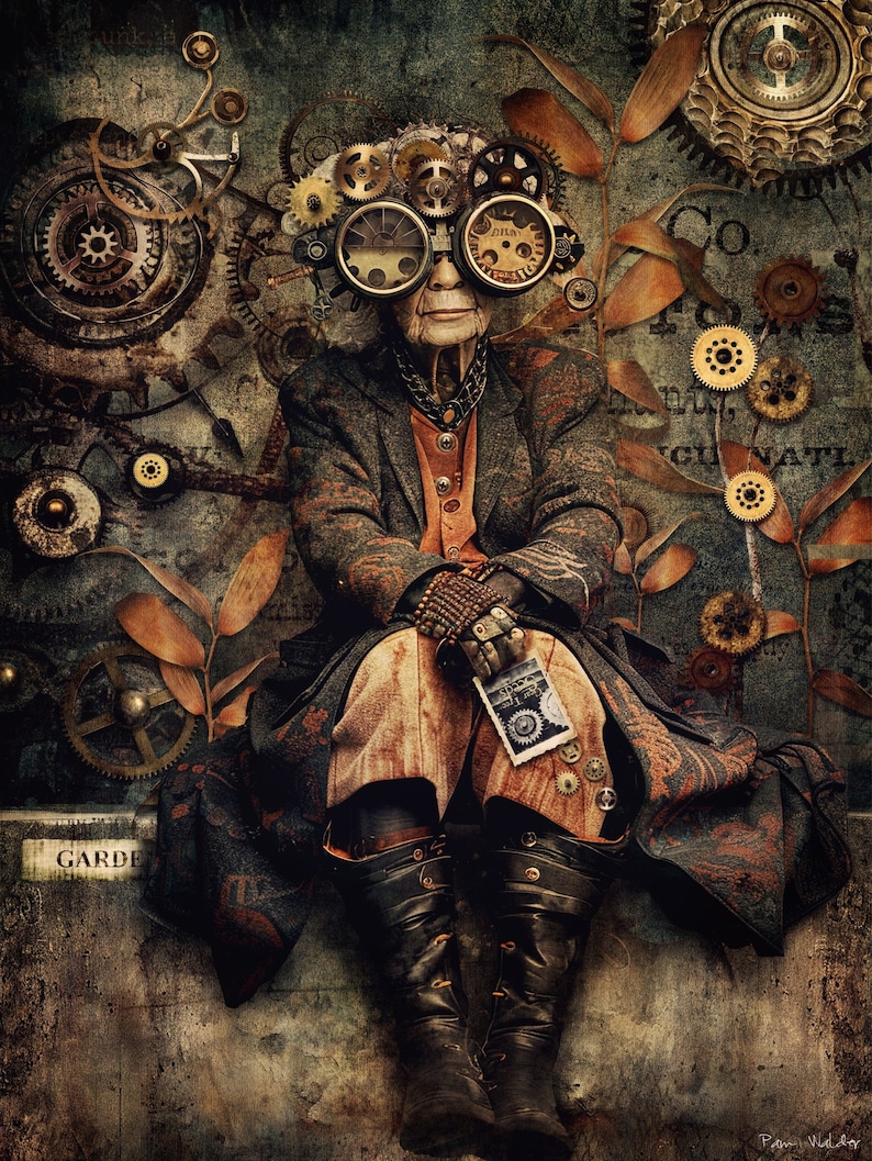 Gear Head Gang, 50 Grungy Steampunk Jpeg Images 3 Sizes & Bonus Word Tags and Papers, CU, Card Making, Junk Journals, Digital Art image 5