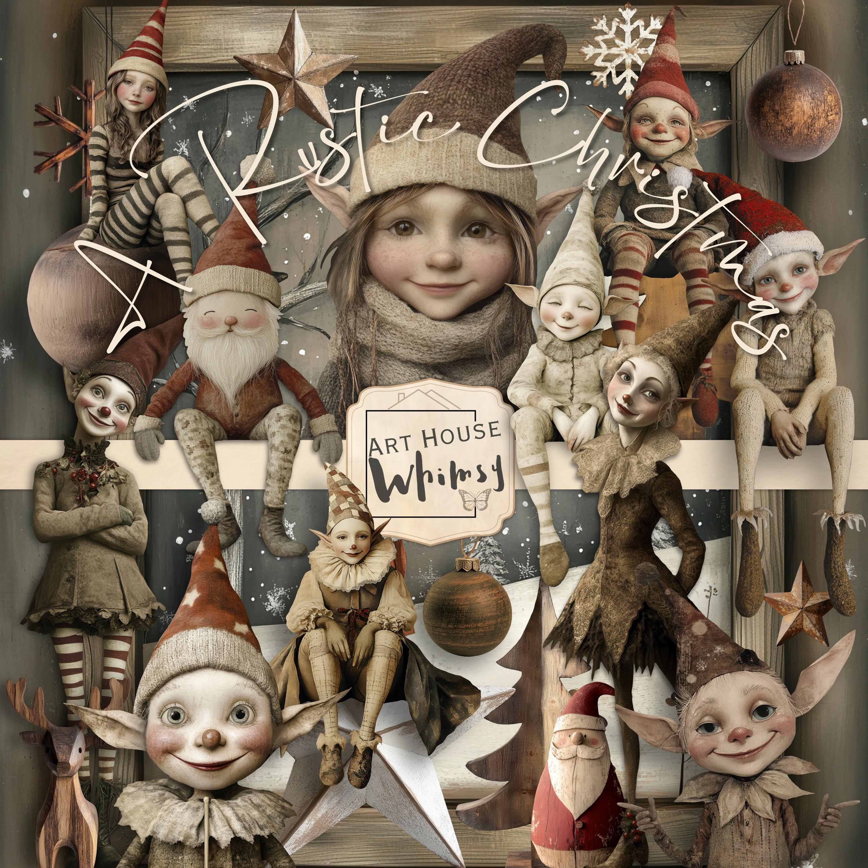 Rustic Elf A Rustic Christmas: Elves Clipart Vintage Holiday Kit (digital Download ...