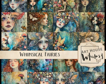 Whimsical Fairy Backgrounds: Artistic Fantasy JPEGs (Digital Download)
