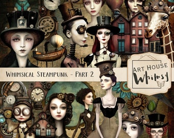 Whimsical Steampunk 2:  Clipart Gothic Graphics, Commercial Use (Digital Download)