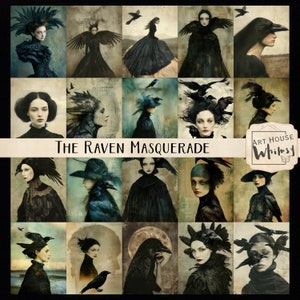 The Raven Masquerade - 20 personaggi a tema surreale/gotico/horror/inquietante/Halloween, Jpeg, 3 dimensioni, CU, diari spazzatura, arte digitale