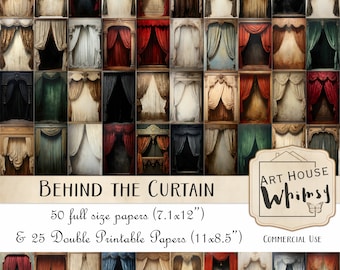 Behind the Curtain - 50 Vintage Stage/theatre/Circus Papers, Photography Backdrops, Flowing Drapes, Papers &  Print Pages, CU, Digital Art