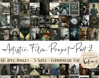 Artistic Film Project Part 2  - 60 Arty Grunge style Photographer & Film Images, Art Noir, 3 Sizes, Junk Journals, Digital Art, CU