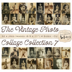 Coleção de Colagens de Fotos Vintage - Parte 7 - 32 Imagens Sépia, 4 Tamanhos, Imagens para diários de lixo, Arte Digital, Fotografias de Retratos Antigos