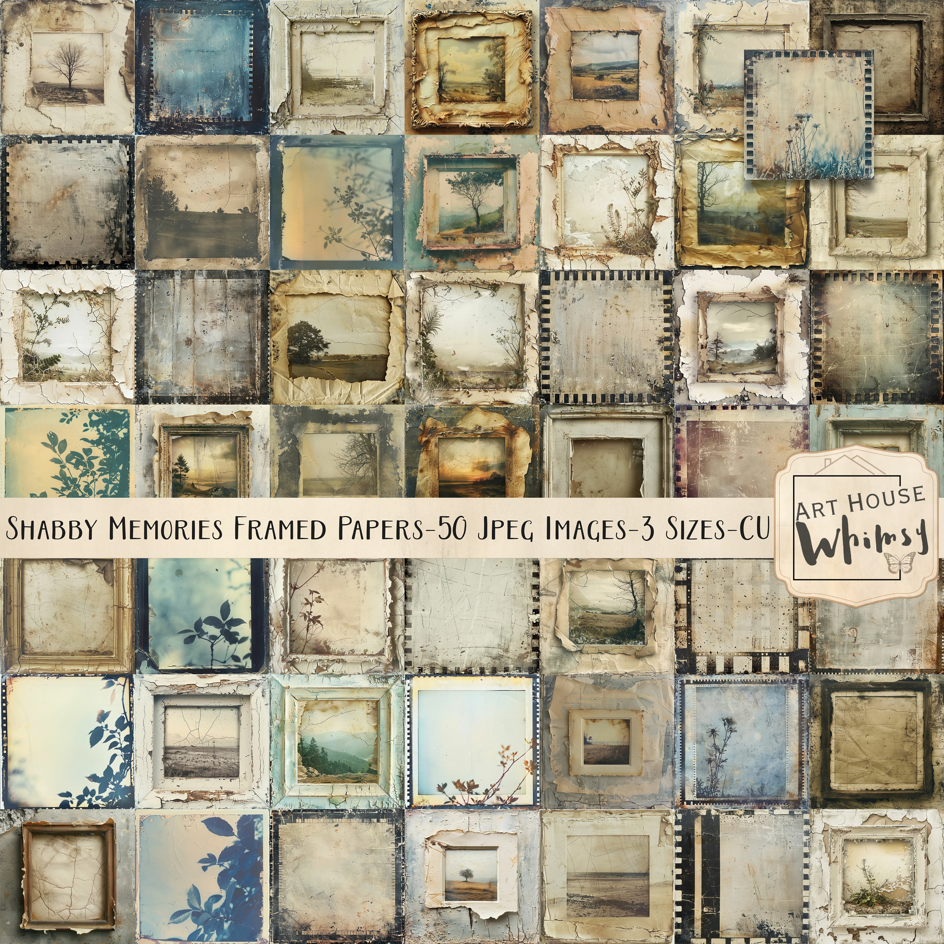 Shabby Memories Framed Papers: 50 Vintage Shabby Chic Jpeg Backgrounds ...