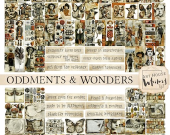 Oddments & Wonders - Eclectische Curiositeiten Digitale Collectie, 72 JPEG-ontwerpen en -sentimenten (CU)