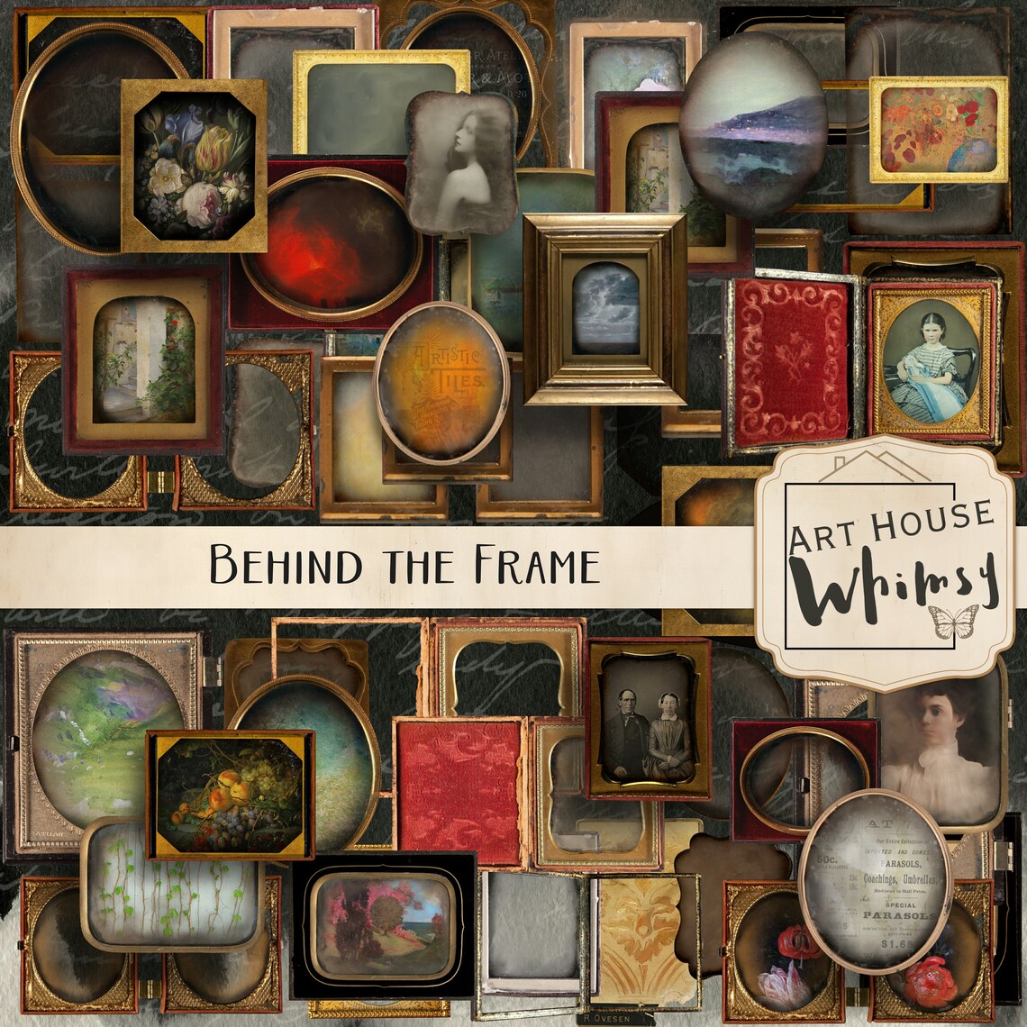 Behind the Frame: Antique Frames Clipart, Worn Vintage Styles (digital ...