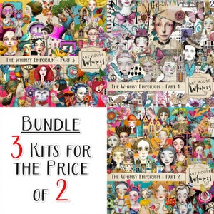 The Whimsy Emporium Bundle - Kit di scrapbooking digitale Whimsical Mixed Media (non la versione stampata) 443 PNG, 260 carte, arte digitale, CU,