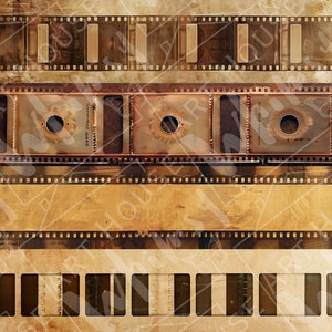 Old and Worn Filmstrip Papers 10 Vintage Grungy Film Strip Printable Papers-3 Versions-3 Sizes, CU, Junk Journal, Digital Art, 11x8.5 image 4