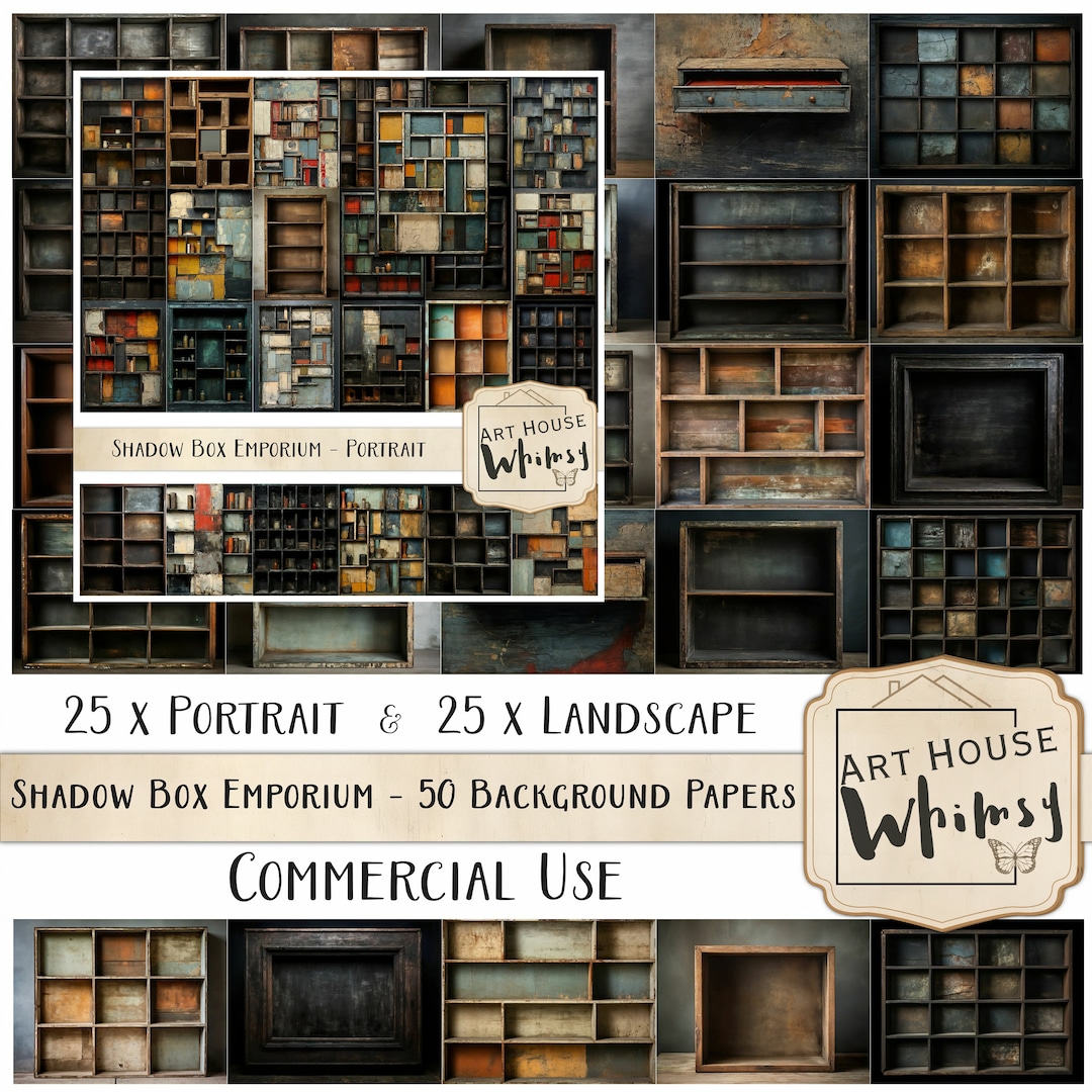 Shadow Box Emporium 50 Vintage Grunge Shelves/shadow Box Background