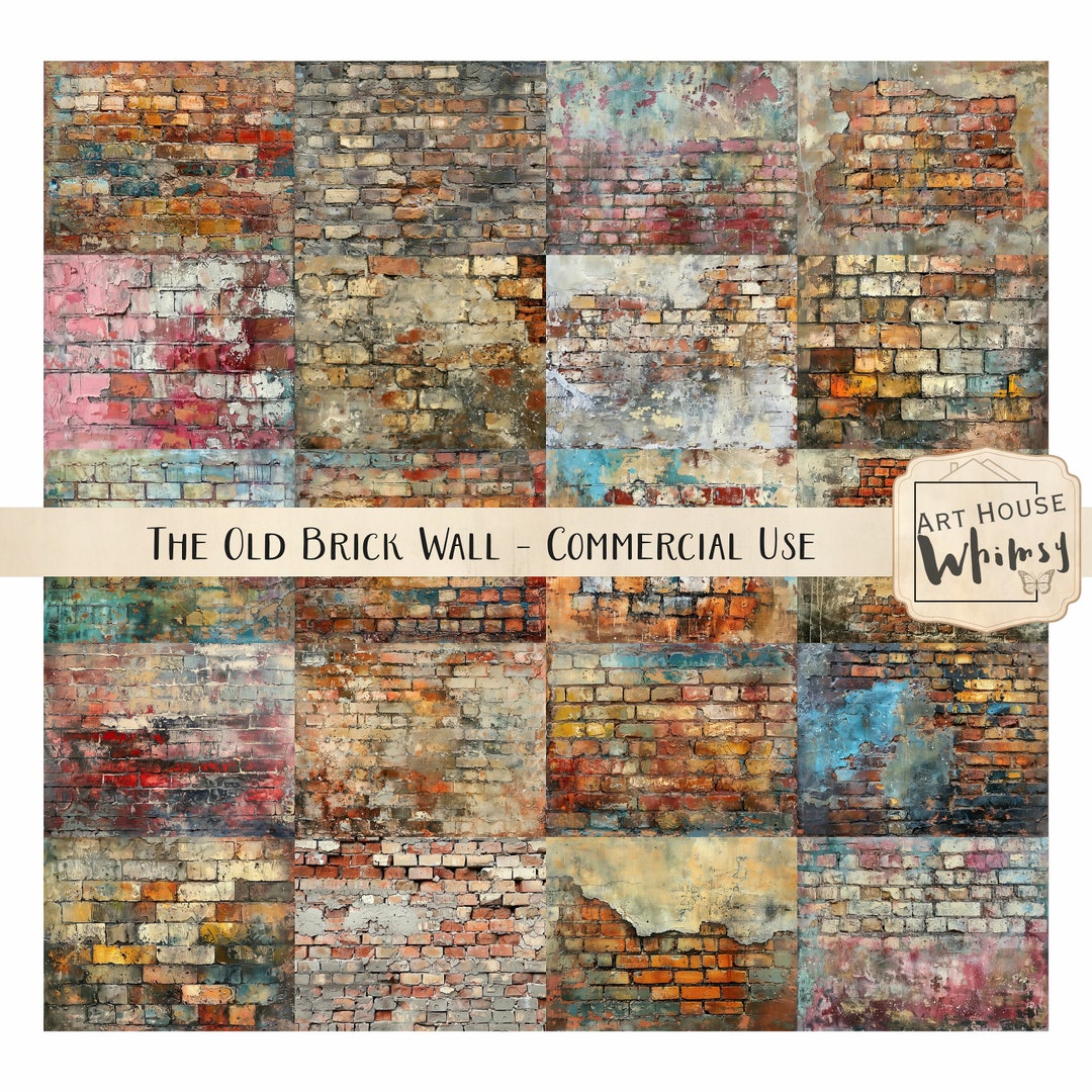 View of Distressed Brick Wall Backgrounds: Painterly Textures, Commercial Use ...