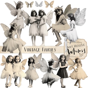 fées vintage, éléments féeriques magiques, usage commercial, journal indésirable, art numérique, clipart fée, éléments 10 Png et feuilles imprimables