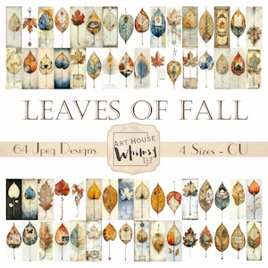 Autumn Leaves Ephemera: Fall Colors, Mixed Media JPEGs (Digital Download)