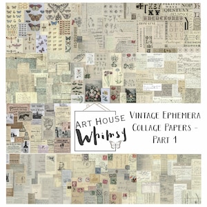 Vintage Ephemera Collage Papers - Vol.1  - 10 Junk Journal Collage Backgrounds, Commercial Use, Printable Papers, Jpeg, Digital Download