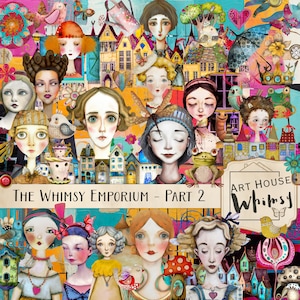 The Whimsy Emporium Część 2 - Zestaw do scrapbookingu cyfrowego w technice mieszanej (nie wersja drukowana) 123 pliki PNG, 20 papierów, sztuka cyfrowa, CU,